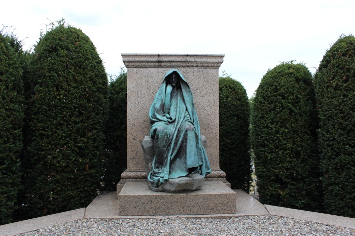 The shrouded statue built to memorialize Clover Adams. (Photo: Historic District)