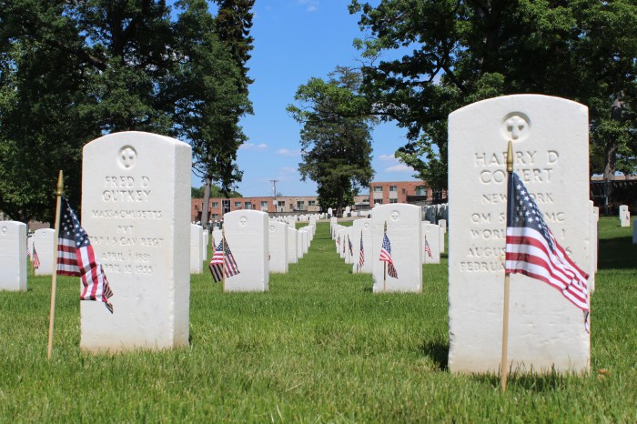 Grave sites at USSAH National Cemetery decorated for Memorial Day.
